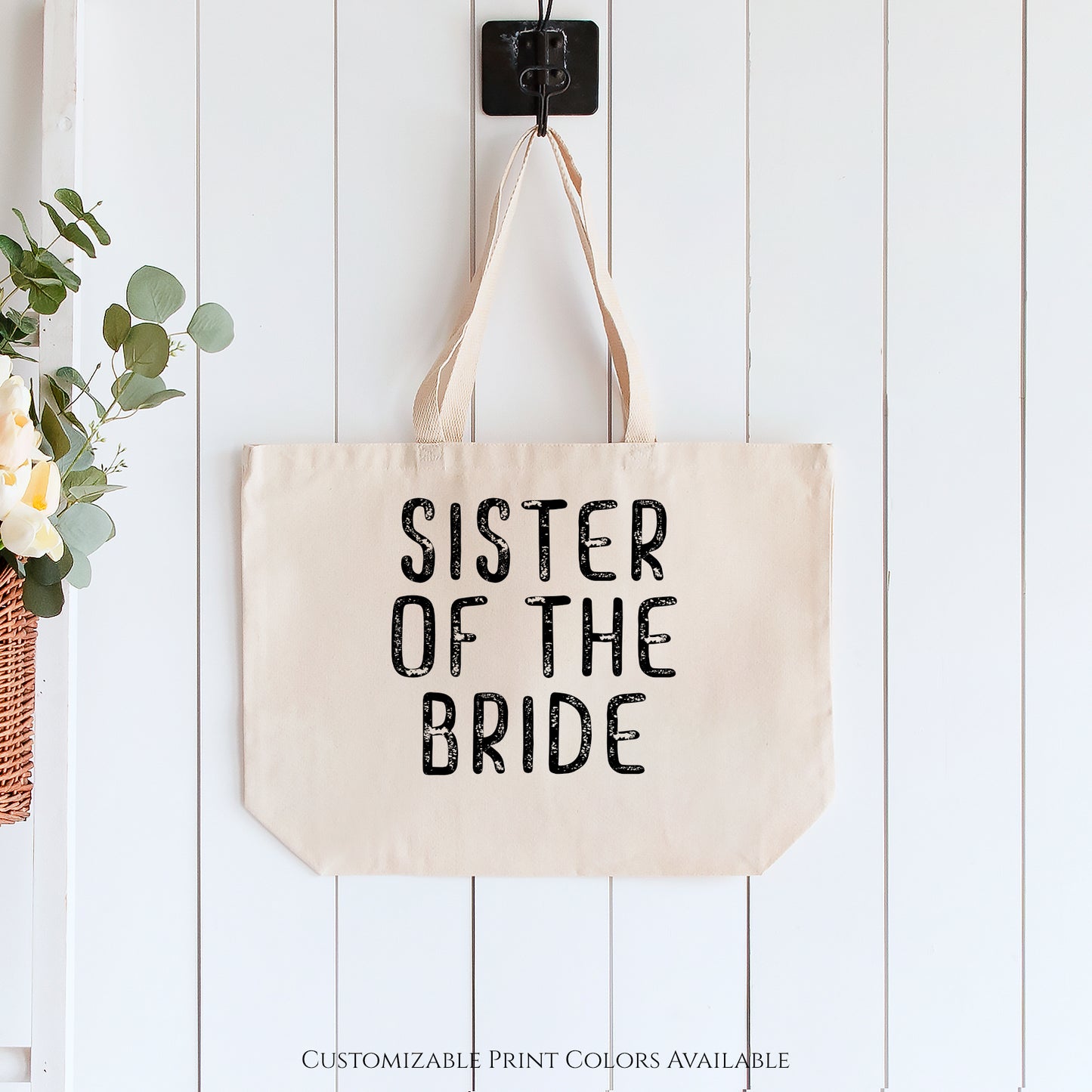 Bridesmaid Gift, Cute Canvas Tote Bag, Fabric Shoulder Bag, Wedding