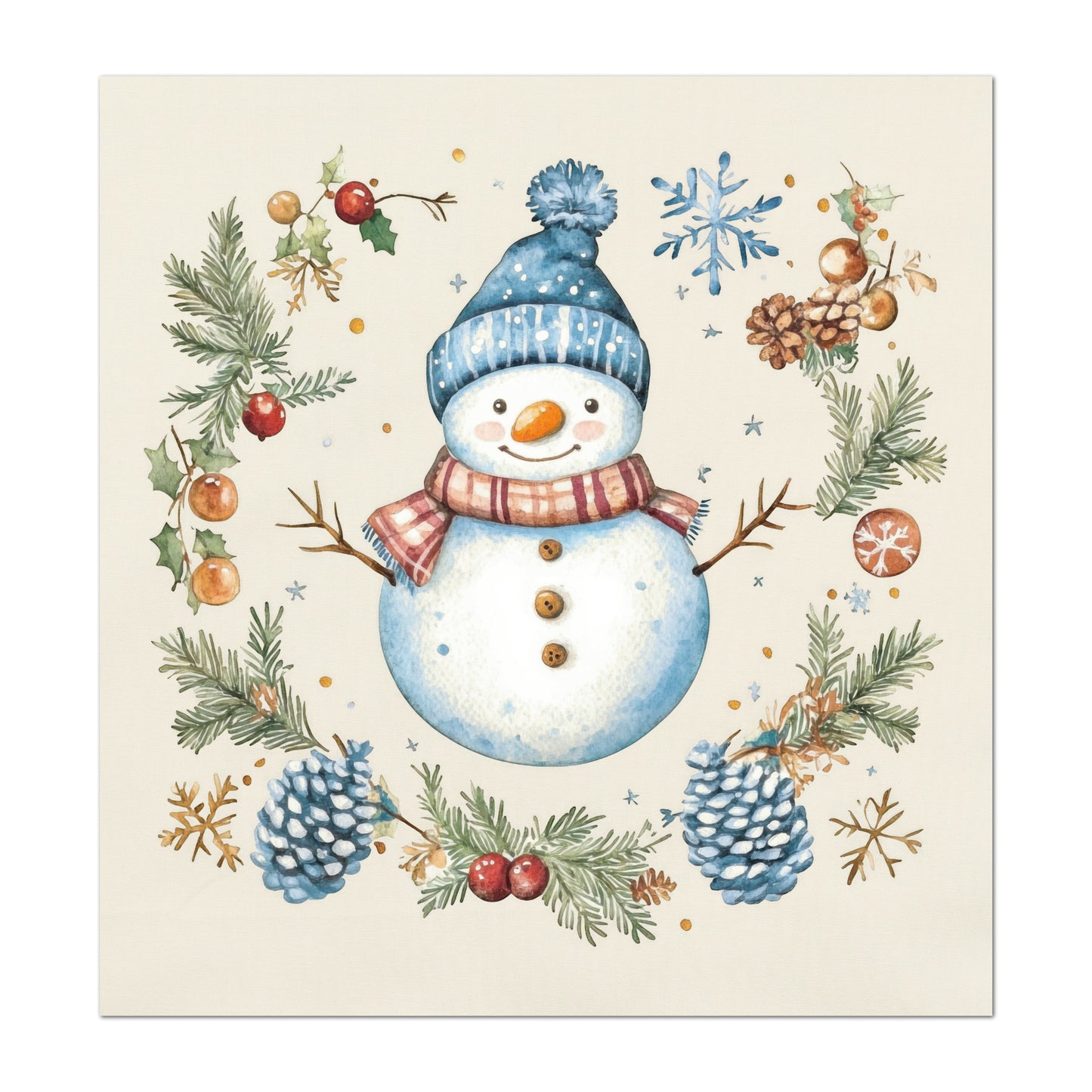 Snowman Fabric - Christmas Fabric Panel, Cotton, Holiday, Winter Decor, Wall Art, Large Print, Block Print, Cotton, Quilting, Quilt, Sewing