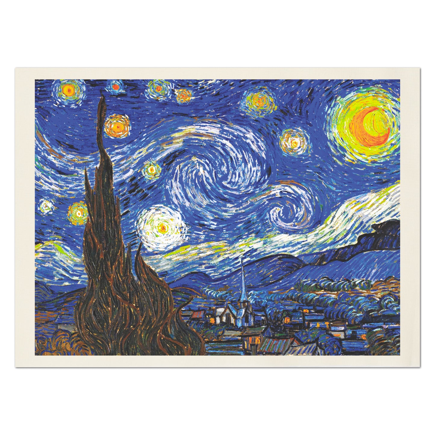 Starry Night Fabric - Van Gogh Fabric, Large Print Fabric, Cotton, Muslin, Canvas, Quilt, Wall Art, Painting