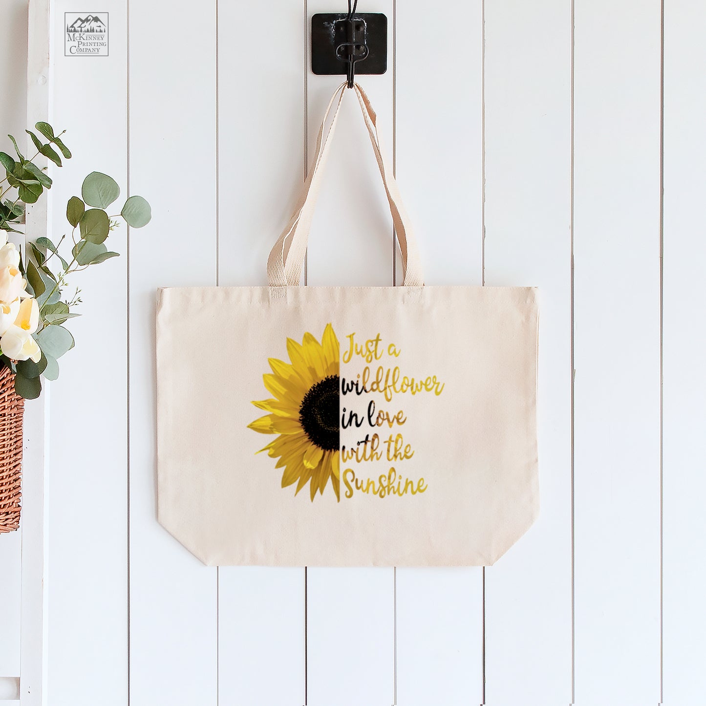 Quotes About Life - Inspirational, Sunflower Tote Bag, Floral, Flower