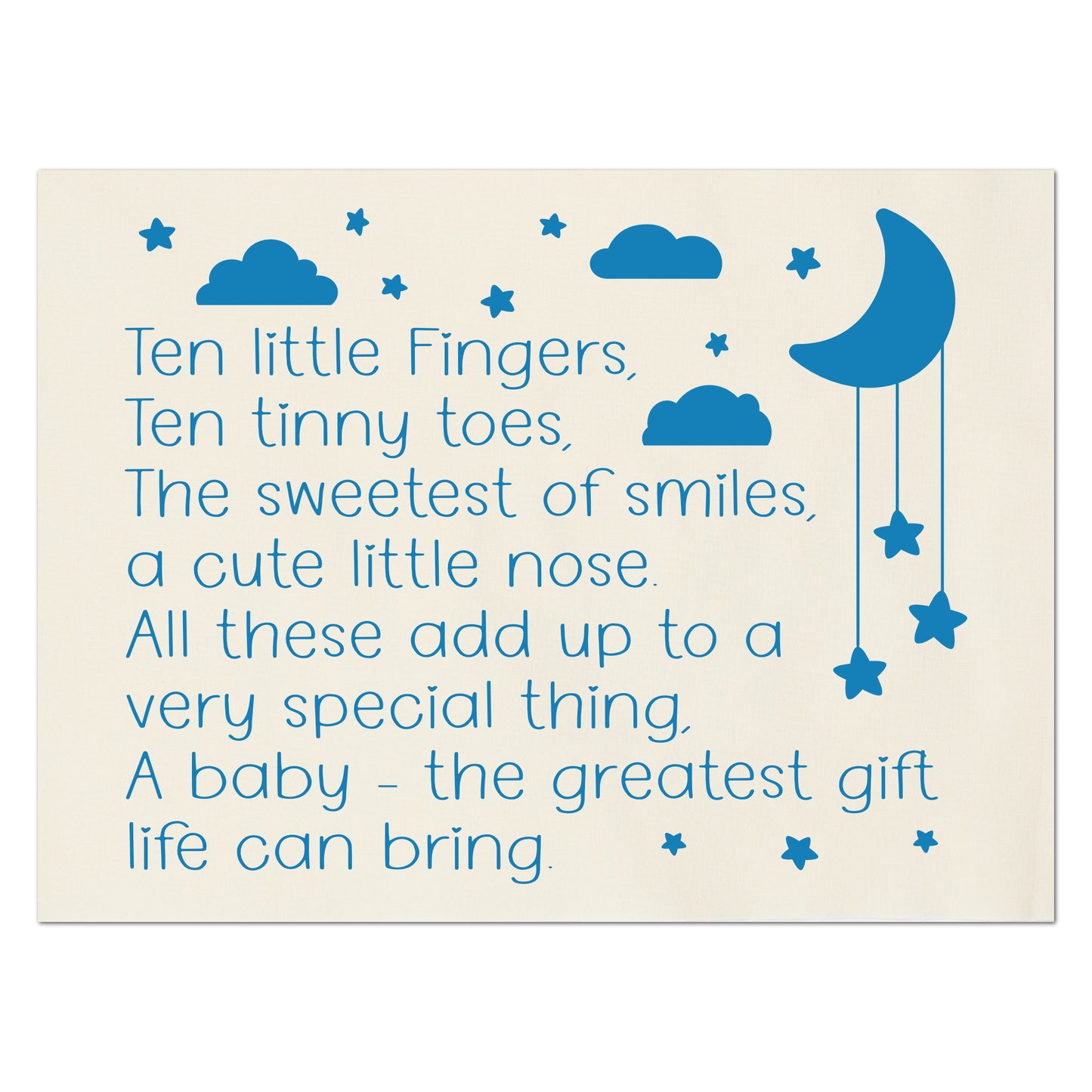 Baby Fabric Panels - Ten Little Fingers, Poem, Wall Art, Decor, Cotton, Quilt Block, Baby Blanket, Nursery, Infant