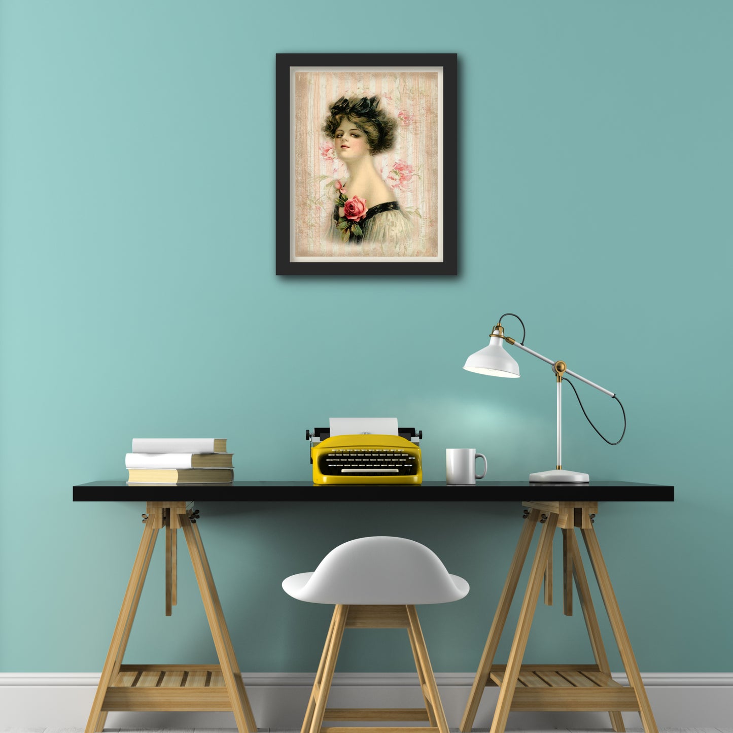 Victorian Decor, Fabric Panel Print, Woman, Portrait, Antique - Wall Art