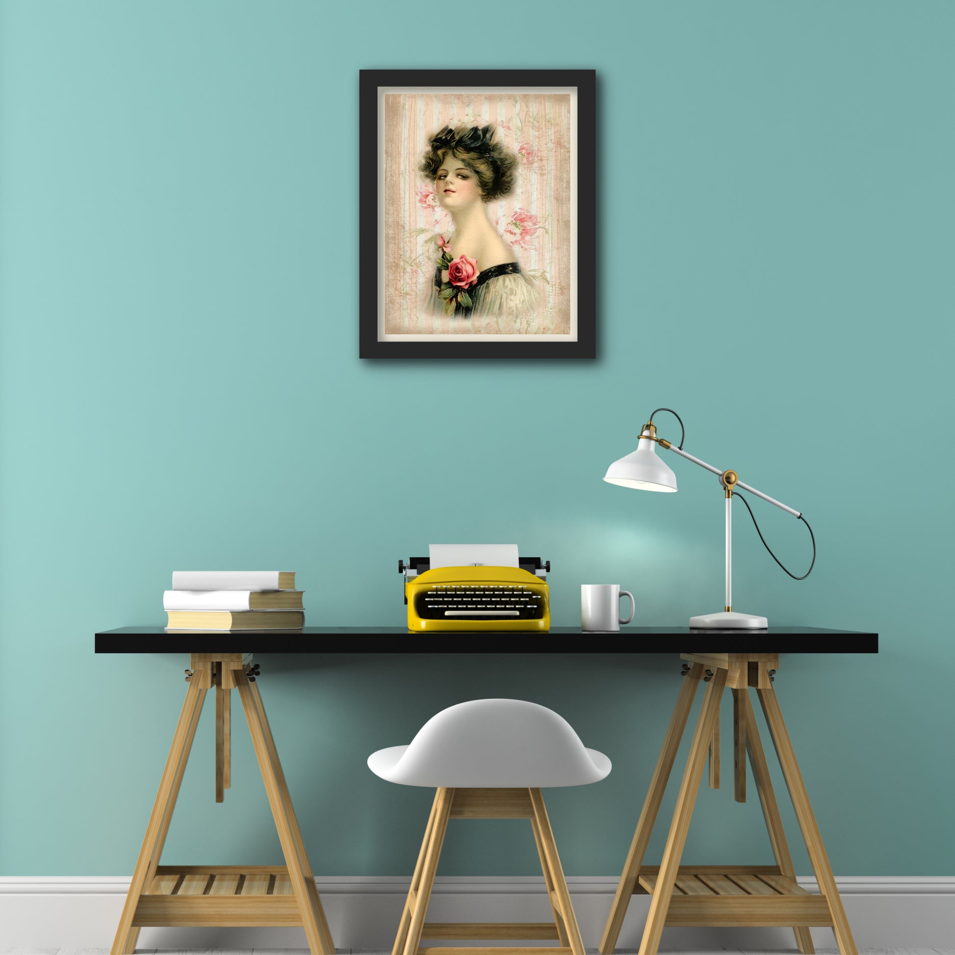 Victorian Decor, Fabric Panel Print, Woman, Portrait, Antique - Wall Art