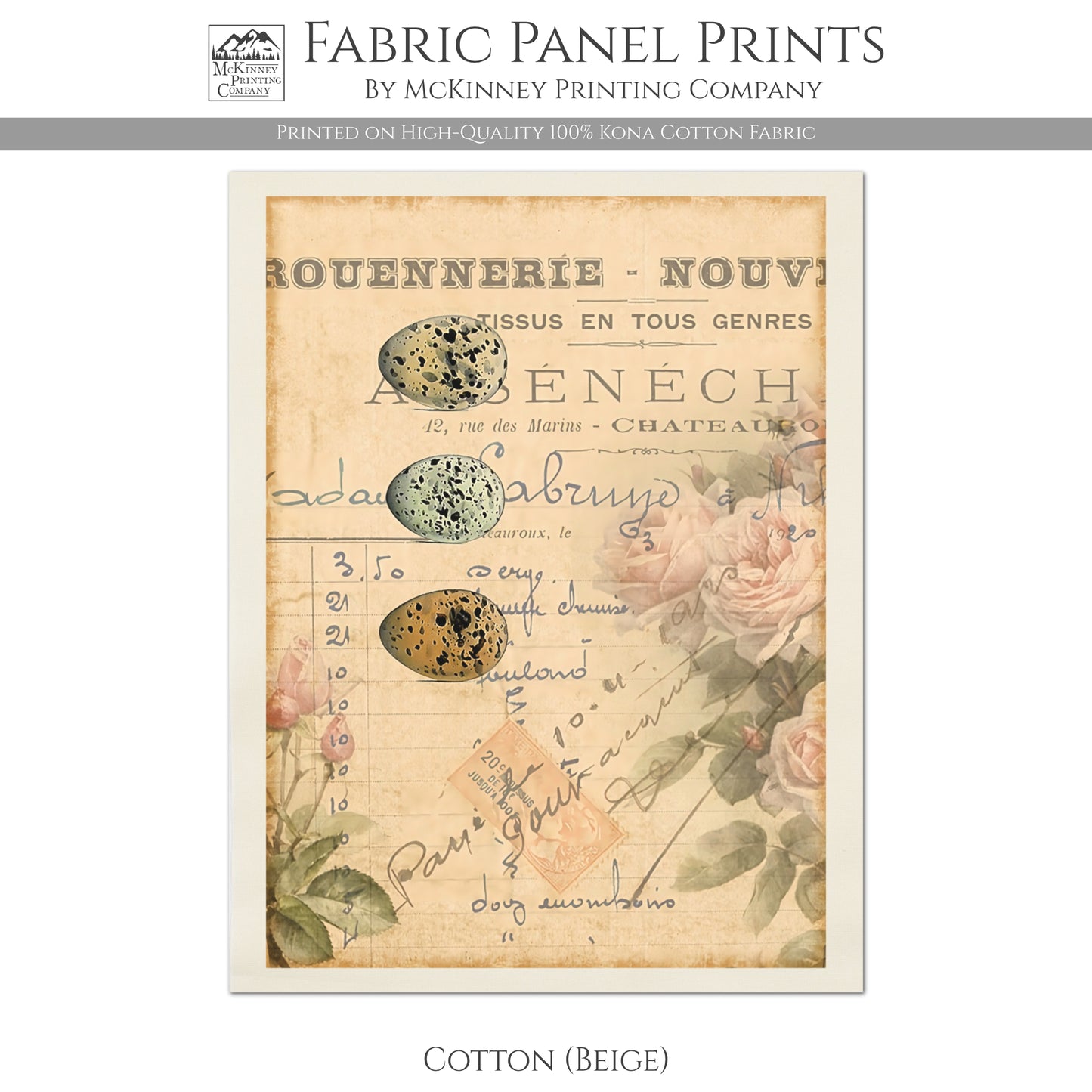 French Country Fabric - Shabby Chic Decor, Quilt Block - Kona Cotton Fabric