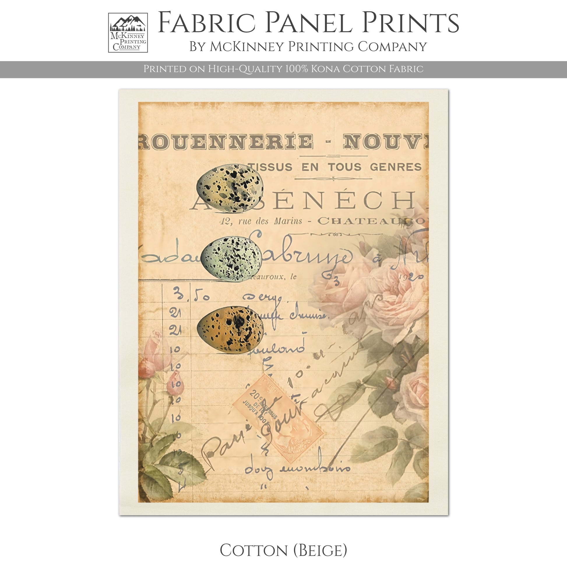 French Country Fabric - Shabby Chic Decor, Quilt Block - Kona Cotton Fabric