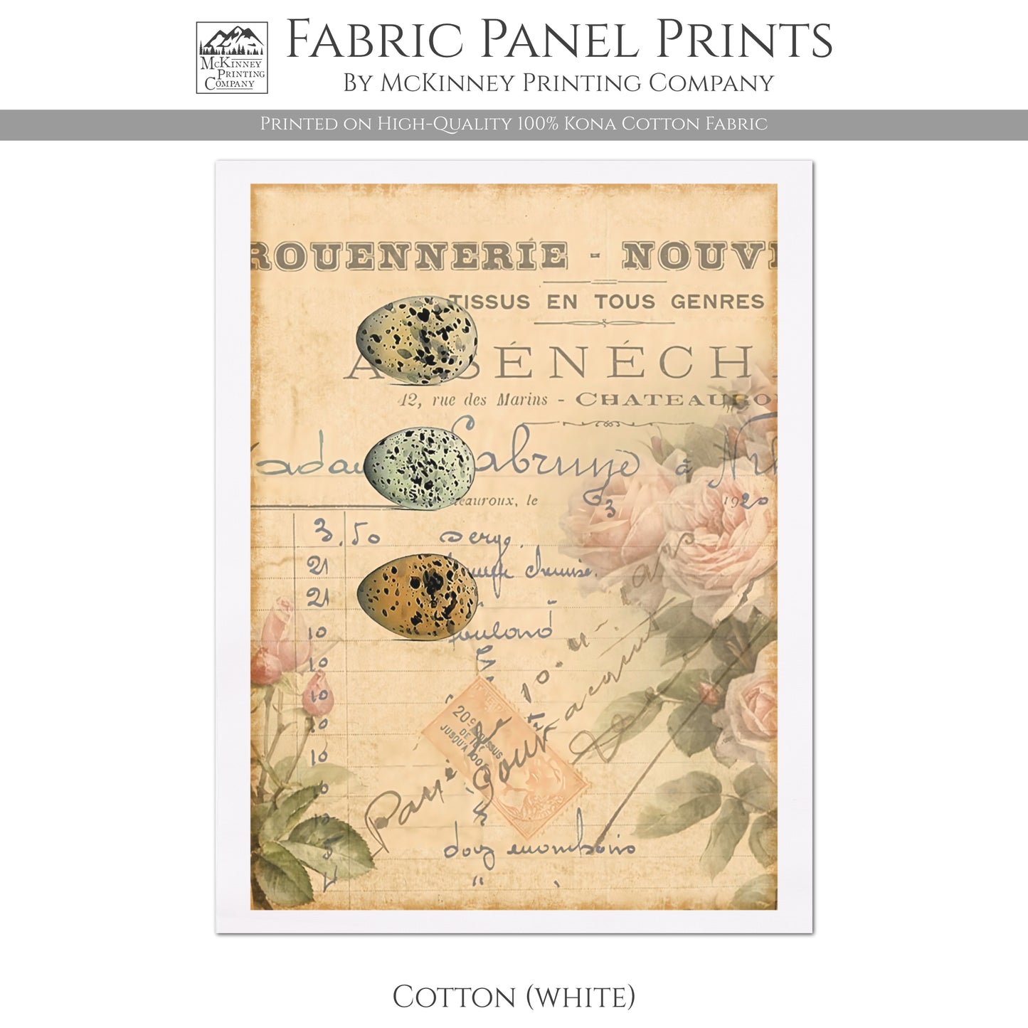 French Country Fabric - Shabby Chic Decor, Quilt Block - Kona Cotton Fabric, White