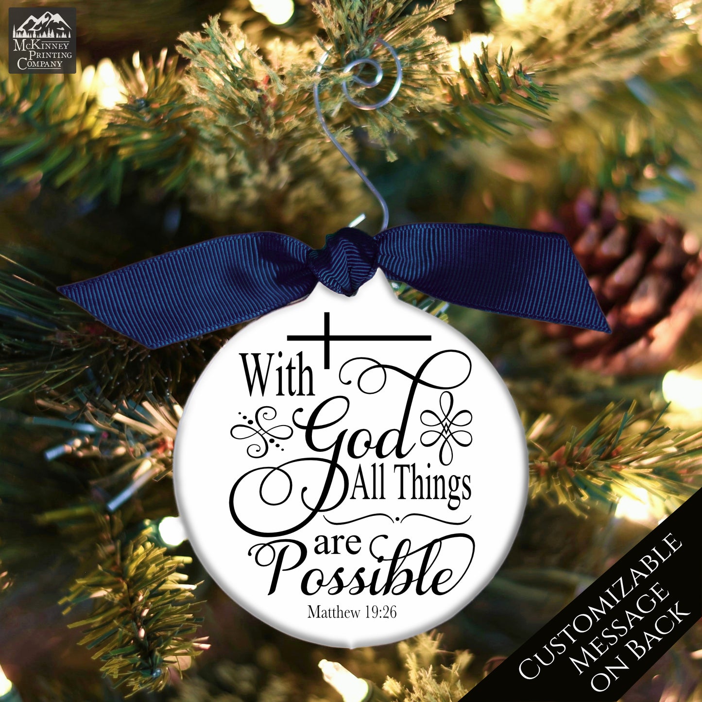 With God All Things Are Possible - Christian Christmas Ornament, Matthew 19:26, Tree Decor, Religious Gift, Bible Verse