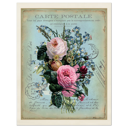 Shabby Chic, French Country, Pink Rose, Antique French Fabric Panel, Large, Small, Quilt Block, Wall Art, Needlepoint, Pillow