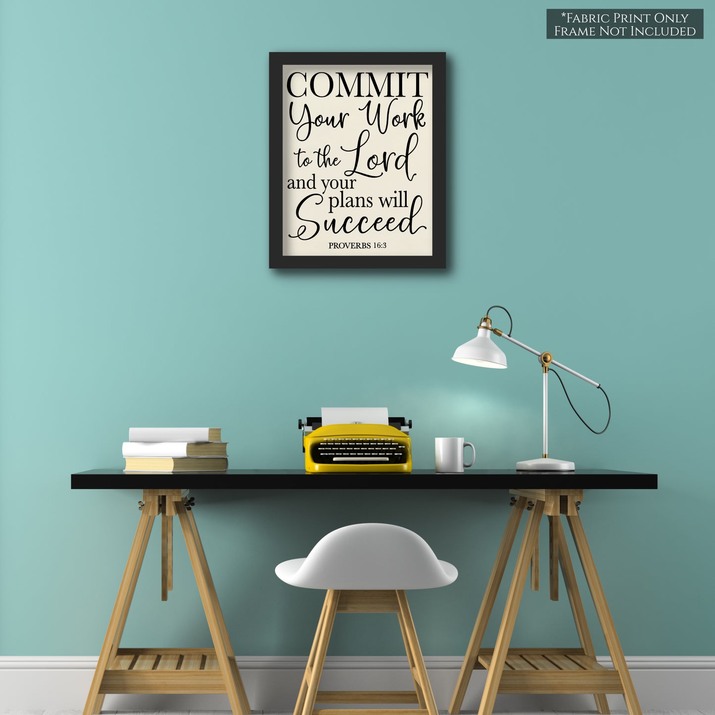 Commit you work to the Lord and you plans will succeed. - Proverbs 16:3, Fabric Panel Print, Quilt Block, Scripture Fabric, Bible Verse Wall Art