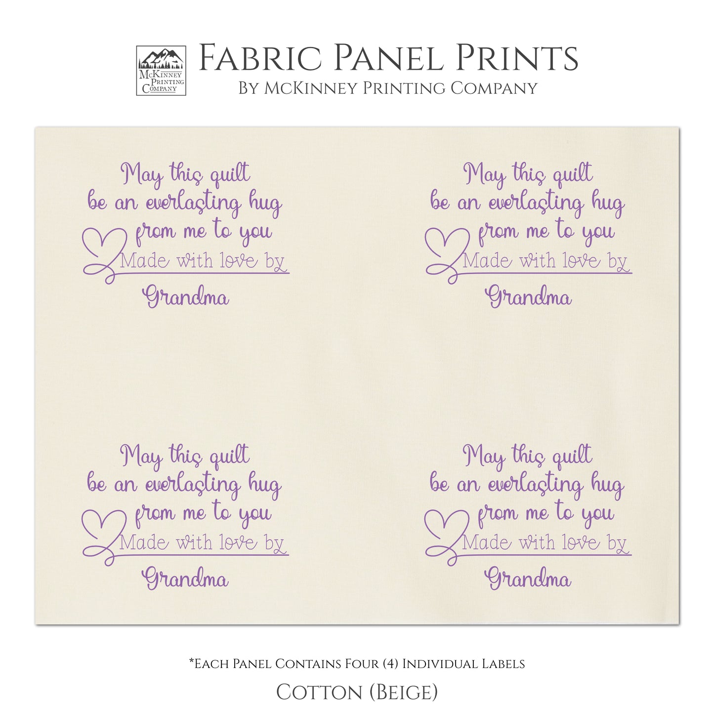 Personalized Quilt Labels, Cotton, Beige