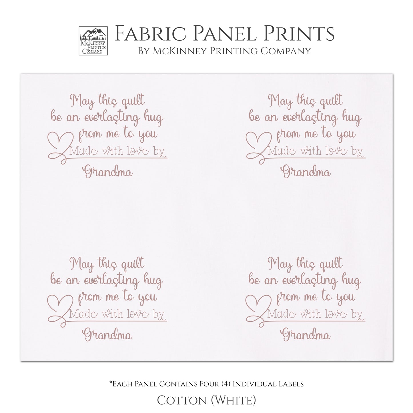 Quilt Labels, Personalized Quilt Labels, Cotton, White
