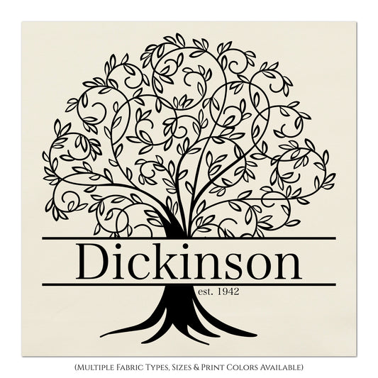 Tree of Life, Family Tree, Bible Verse, Large Print Fabric, Panel, Block Print Fabric, Cotton, Quilt, Custom, Personalized