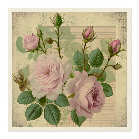 Shabby Chic Fabric - Vintage Floral, French, Rose, Cotton, Quilting Block