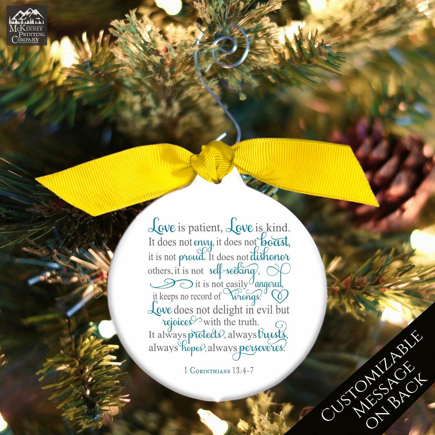 1 Corinthians 13 - Christmas Ornament, Love is Patient Love is Kind