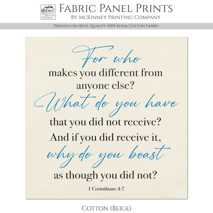 Corinthians, 4:7 - Scripture Fabric, Christian Bible Verse, Quilt Block, Canvas, Fabric Panel, Wall Art