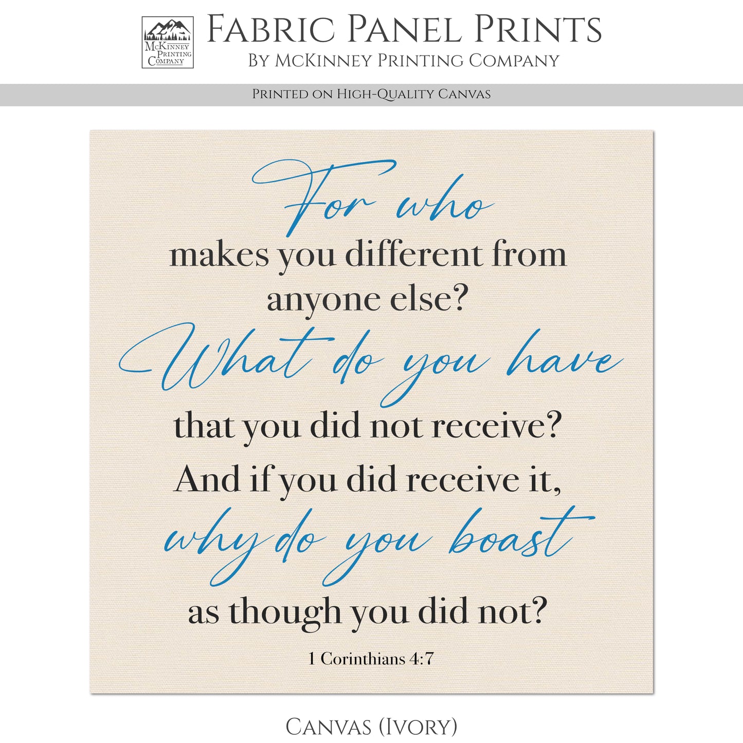 Corinthians, 4:7 - Scripture Fabric, Christian Bible Verse, Quilt Block, Canvas, Fabric Panel, Wall Art