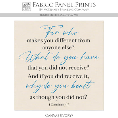 Corinthians, 4:7 - Scripture Fabric, Christian Bible Verse, Quilt Block, Canvas, Fabric Panel, Wall Art