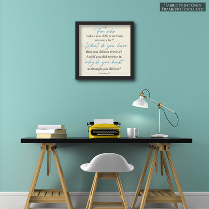 Corinthians, 4:7 - Scripture Fabric, Christian Bible Verse, Quilt Block, Canvas, Fabric Panel, Wall Art