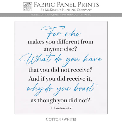 Corinthians, 4:7 - Scripture Fabric, Christian Bible Verse, Quilt Block, Canvas, Fabric Panel, Wall Art