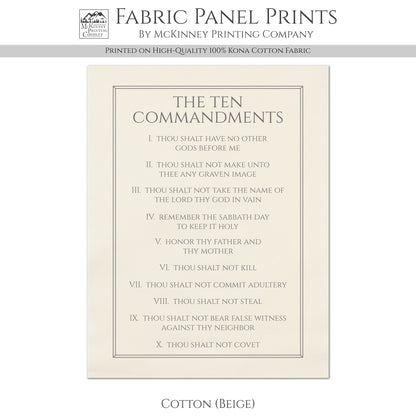 10 Commandments - Christian Fabric, Religious, Exodus 20, Bible Verse, Wall Art, Quilting, Quilt, Cotton, Canvas