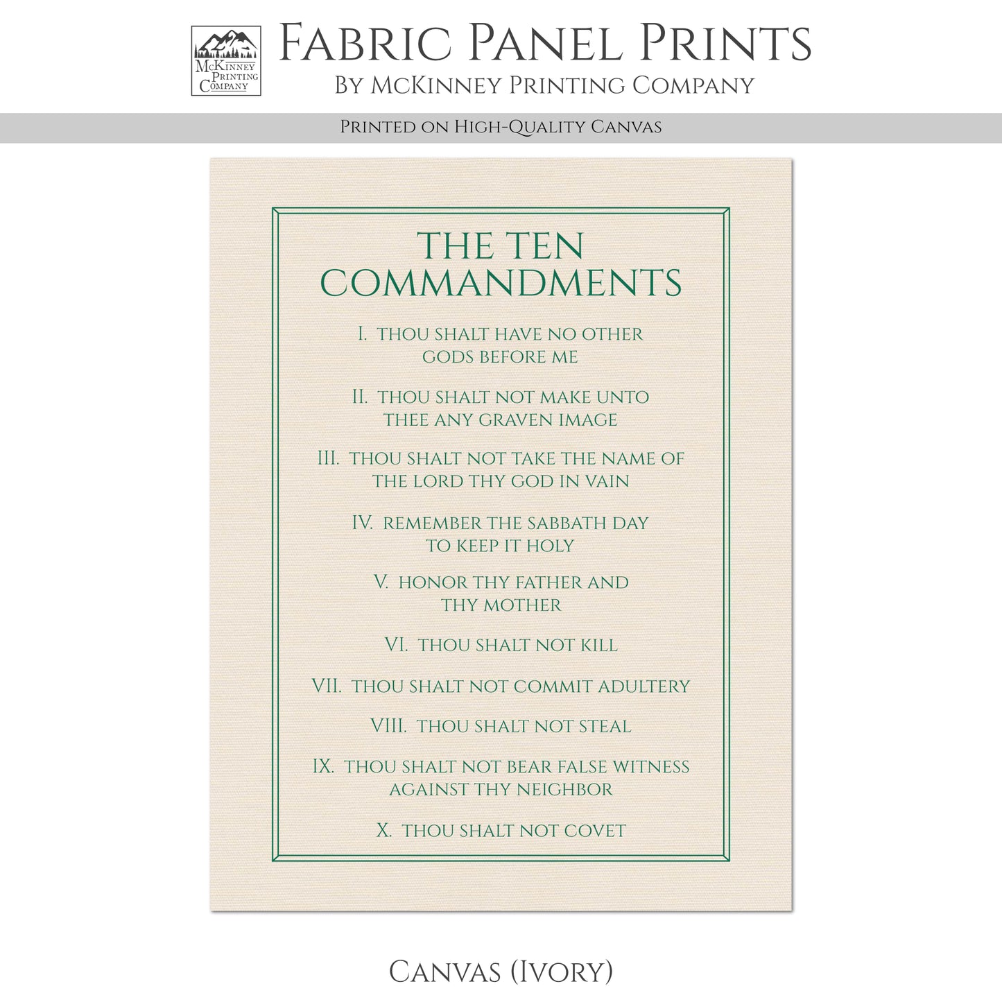 10 Commandments - Christian Fabric, Religious, Exodus 20, Bible Verse, Wall Art, Quilting, Quilt, Cotton, Canvas