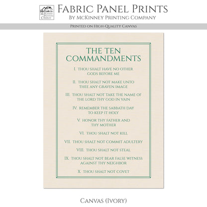 10 Commandments - Christian Fabric, Religious, Exodus 20, Bible Verse, Wall Art, Quilting, Quilt, Cotton, Canvas