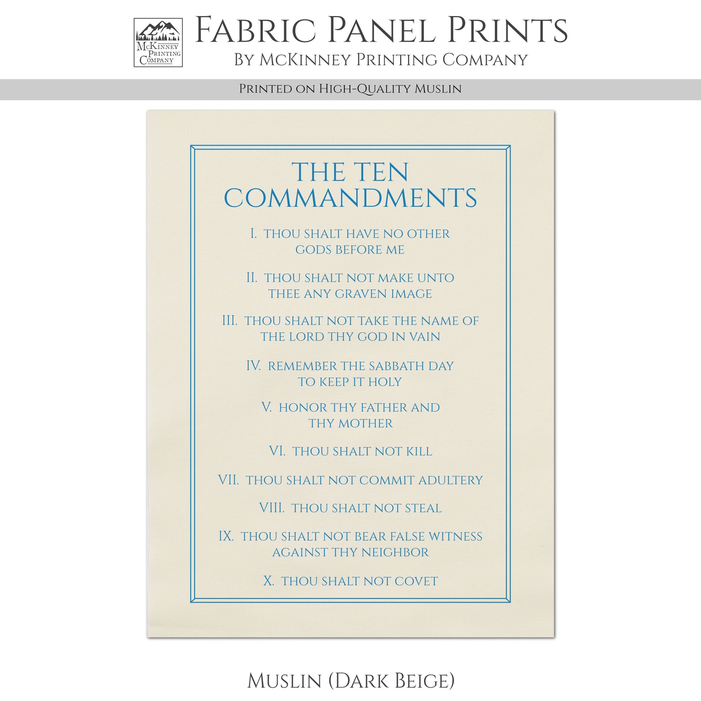 10 Commandments - Christian Fabric, Religious, Exodus 20, Bible Verse, Wall Art, Quilting, Quilt, Cotton, Canvas