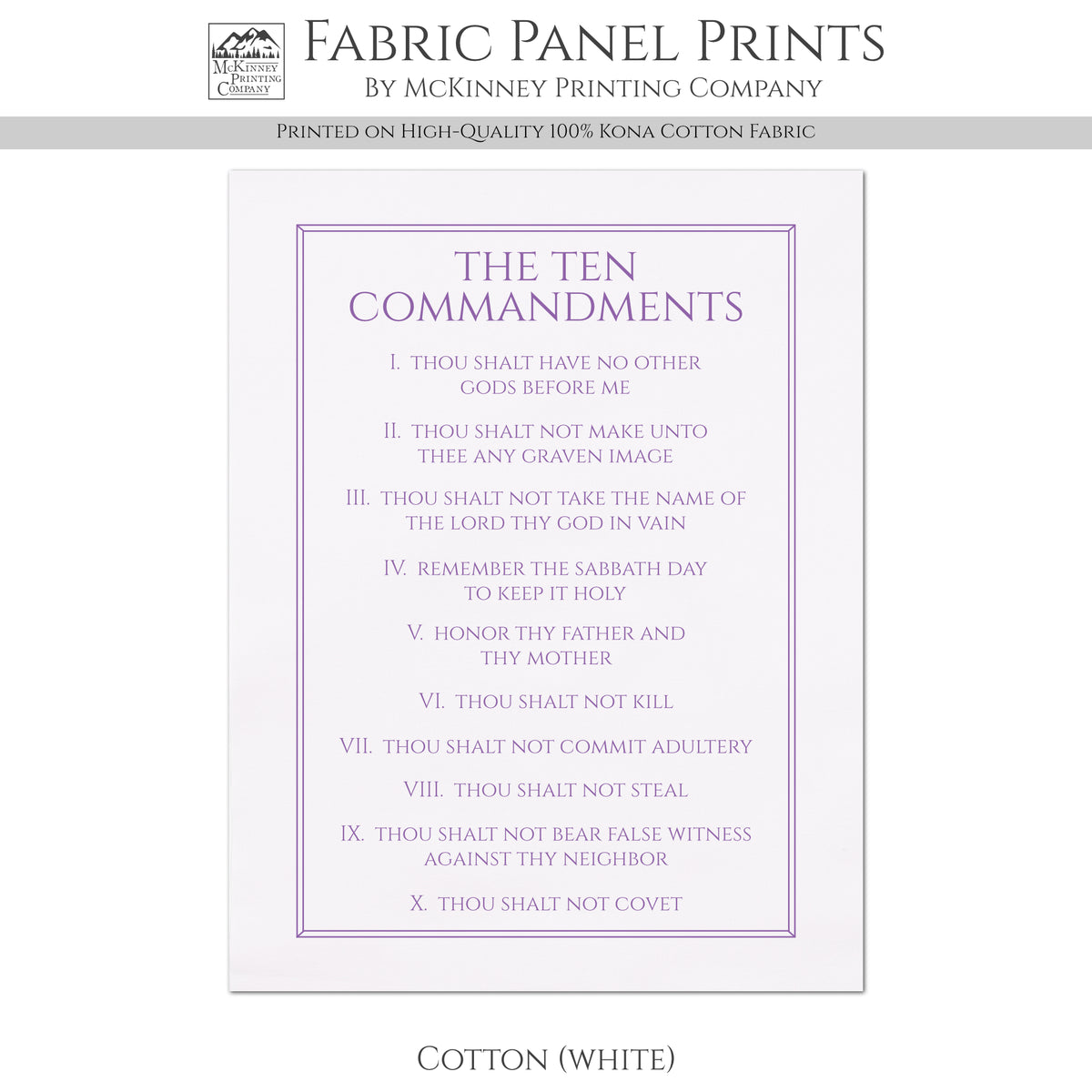 10 Commandments - Christian Fabric, Religious, Exodus 20, Bible Verse, Wall Art, Quilting, Quilt, Cotton, Canvas