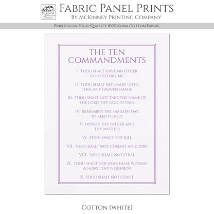 10 Commandments - Christian Fabric, Religious, Exodus 20, Bible Verse, Wall Art, Quilting, Quilt, Cotton, Canvas