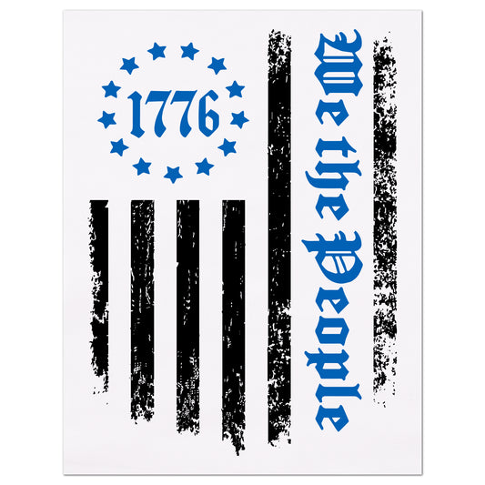 Patriotic Fabric - We The People, 1776 Flag, Veteran, Military, Merica, Block Print Fabric, Quilts of Valor, Quilting, USA, America