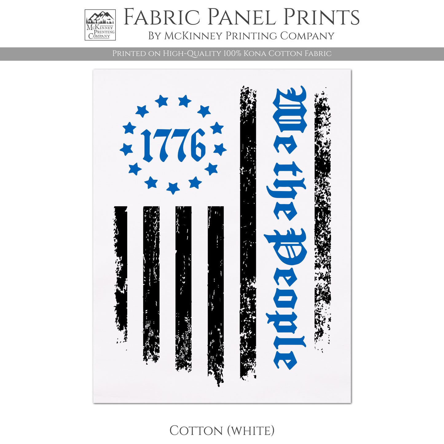 Patriotic Fabric - We The People, 1776 Flag, Veteran, Military, Merica, Block Print Fabric, Quilts of Valor, Quilting, USA, America