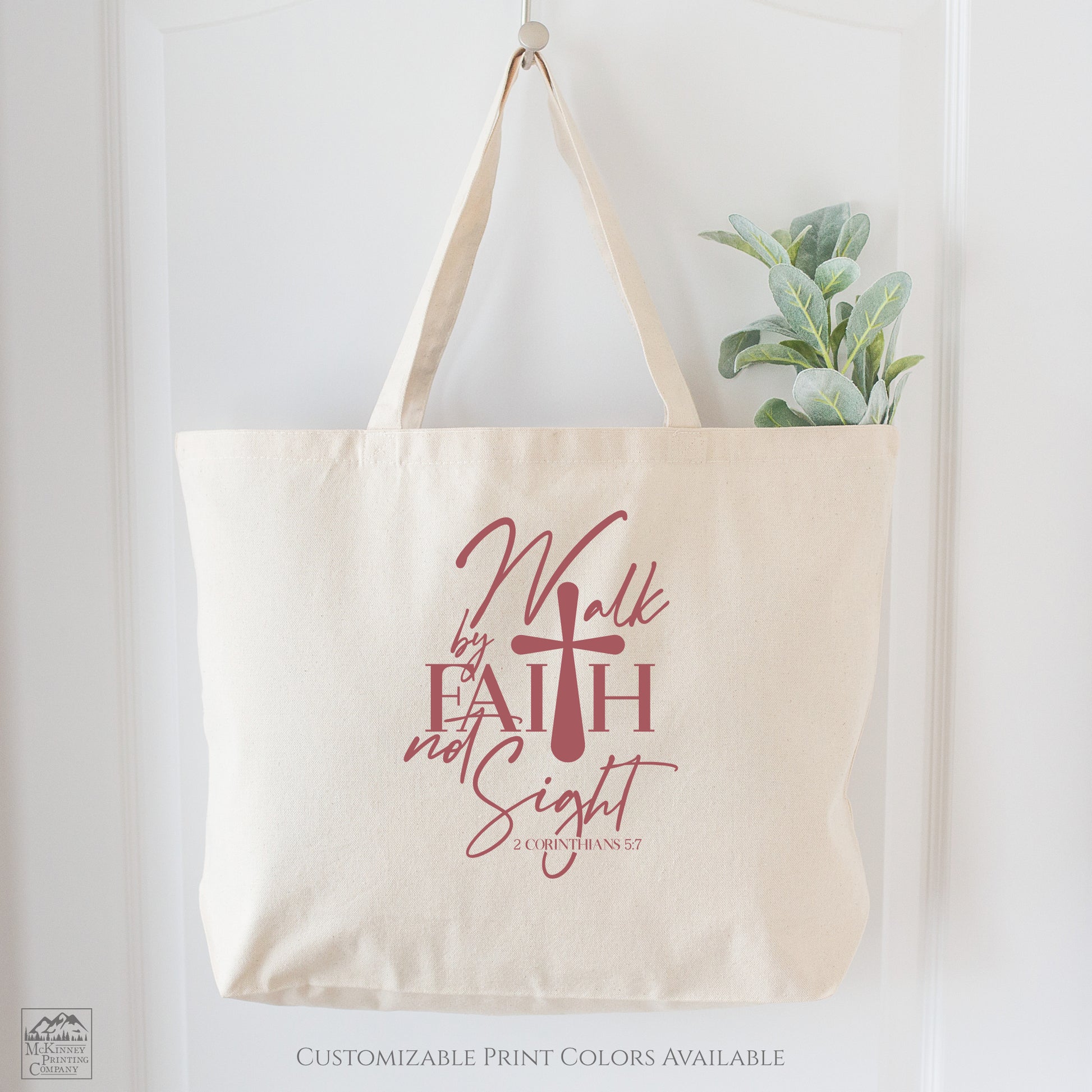 Walk by faith, not by sight - 2 Corinthians 5 7 - Christian Tote Bag, Fabric Shoulder Bag, Christian Gift
