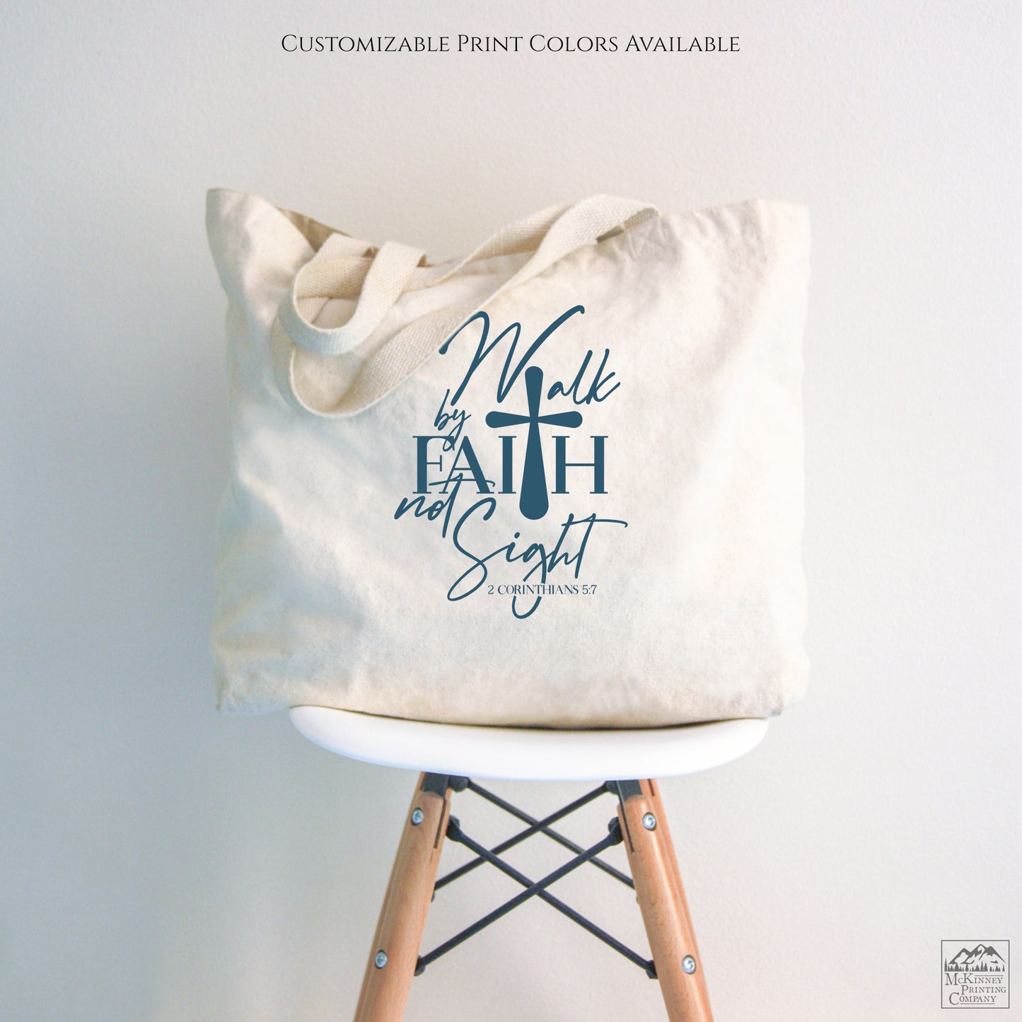 Walk by faith, not by sight - 2 Corinthians 5 7 - Christian Tote Bag, Fabric Shoulder Bag, Christian Gift