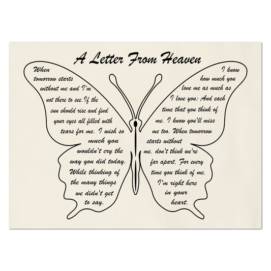 A Letter From Heaven - Religious Fabric, Poem, Sympathy Gift, Memorial, Large Print Fabric, Cotton, Quilt Block