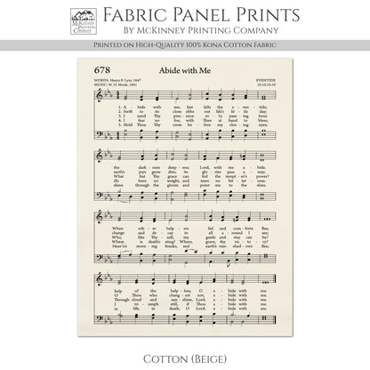 Abide With Me - Christian Fabric, Religious, Hymn Wall Art, Vintage Sheet Music, Quilting, Quilt, Cotton, Sewing, Cotton