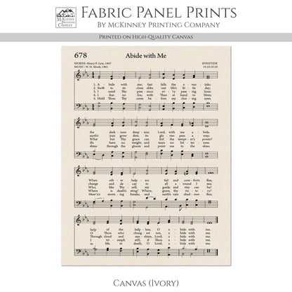 Abide With Me - Christian Fabric, Religious, Hymn Wall Art, Vintage Sheet Music, Quilting, Quilt, Cotton, Sewing, Cotton