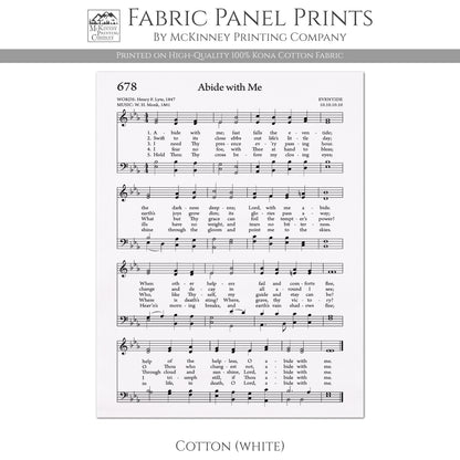 Abide With Me - Christian Fabric, Religious, Hymn Wall Art, Vintage Sheet Music, Quilting, Quilt, Cotton, Sewing, Cotton