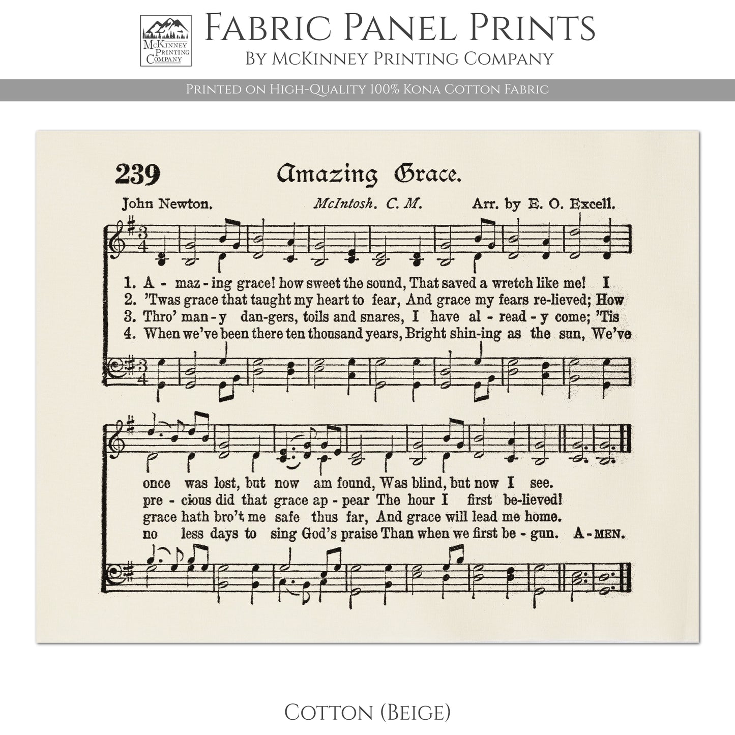 Amazing Grace, Sheet Music, Vintage, Antique, Song, Lyrics, Church Music - Cotton