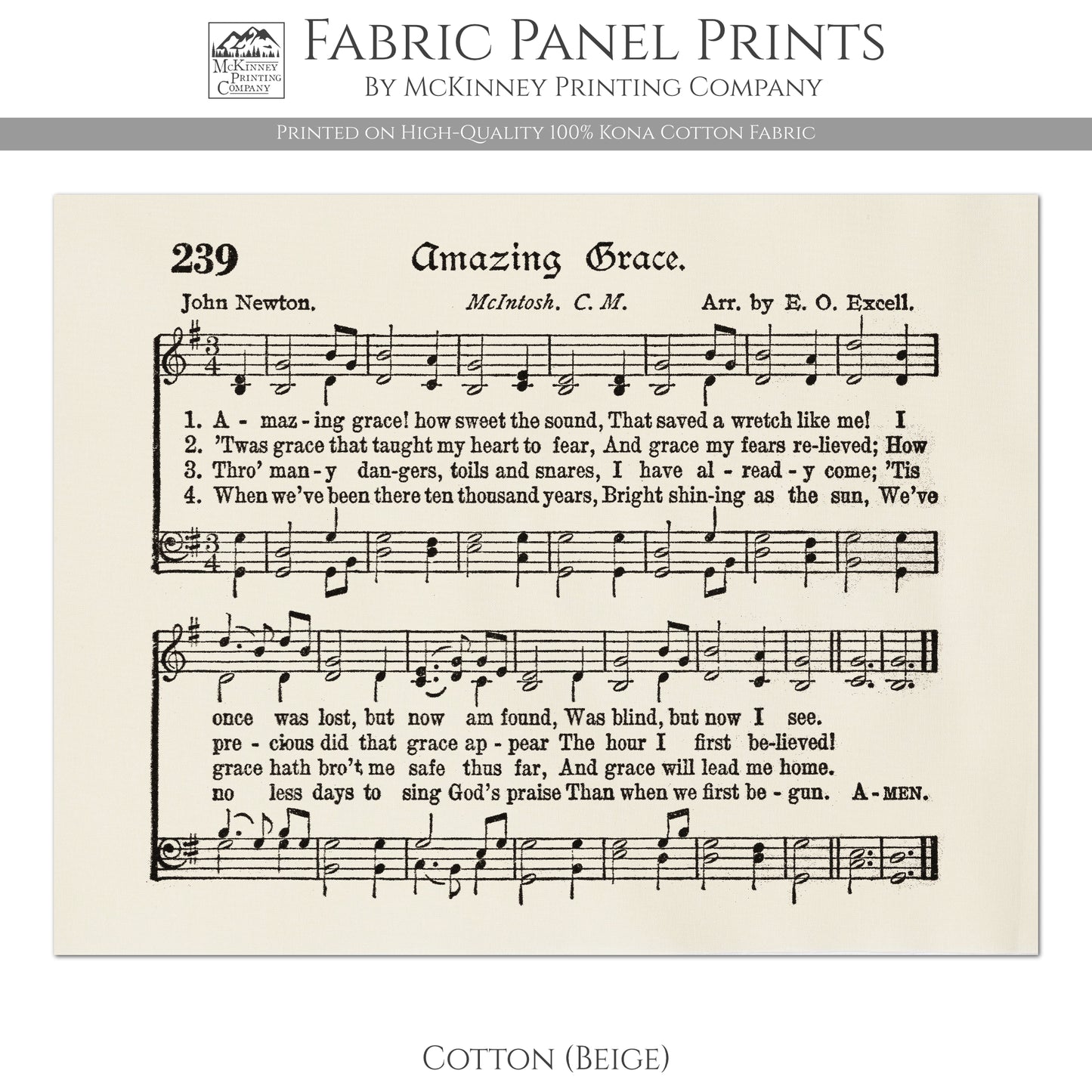 Amazing Grace, Sheet Music, Vintage, Antique, Song, Lyrics, Church Music - Cotton