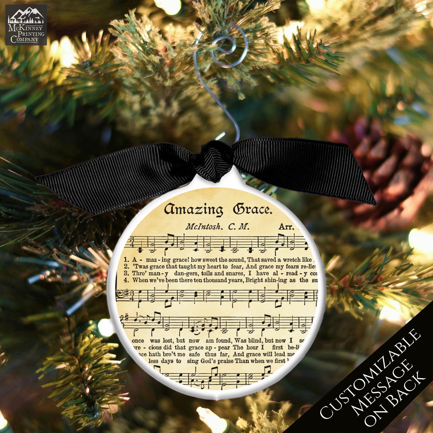 Amazing Grace - Christmas Ornament, Church, Hymn, Vintage Sheet Music