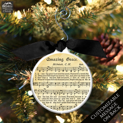 Amazing Grace - Christmas Ornament, Church, Hymn, Vintage Sheet Music