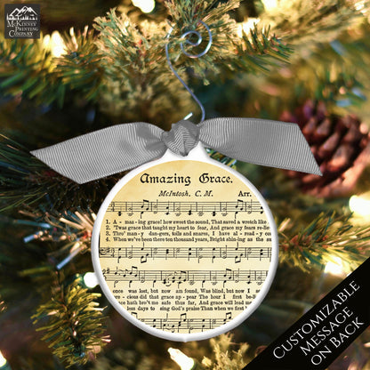 Amazing Grace - Christmas Ornament, Church, Hymn, Vintage Sheet Music