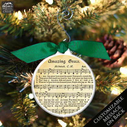 Amazing Grace - Christmas Ornament, Church, Hymn, Vintage Sheet Music