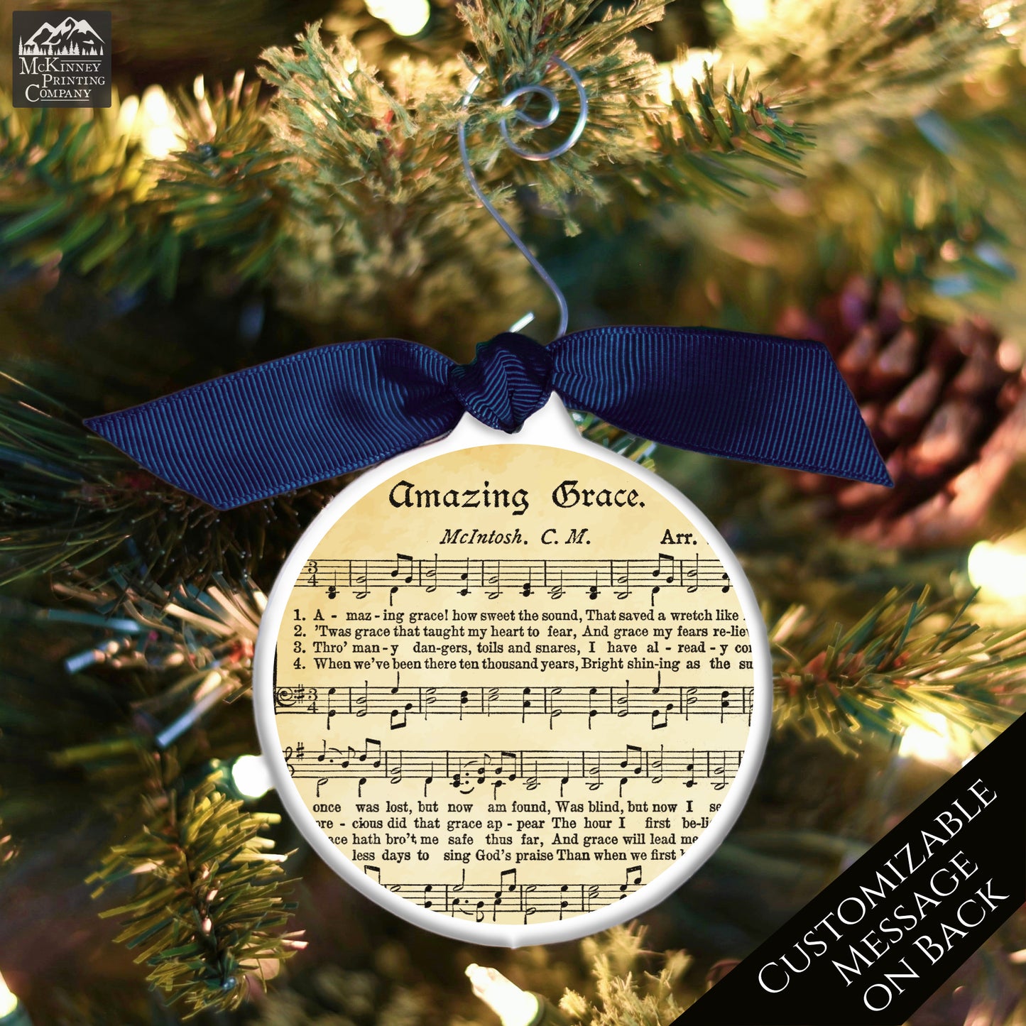 Amazing Grace - Christmas Ornament, Church, Hymn, Vintage Sheet Music