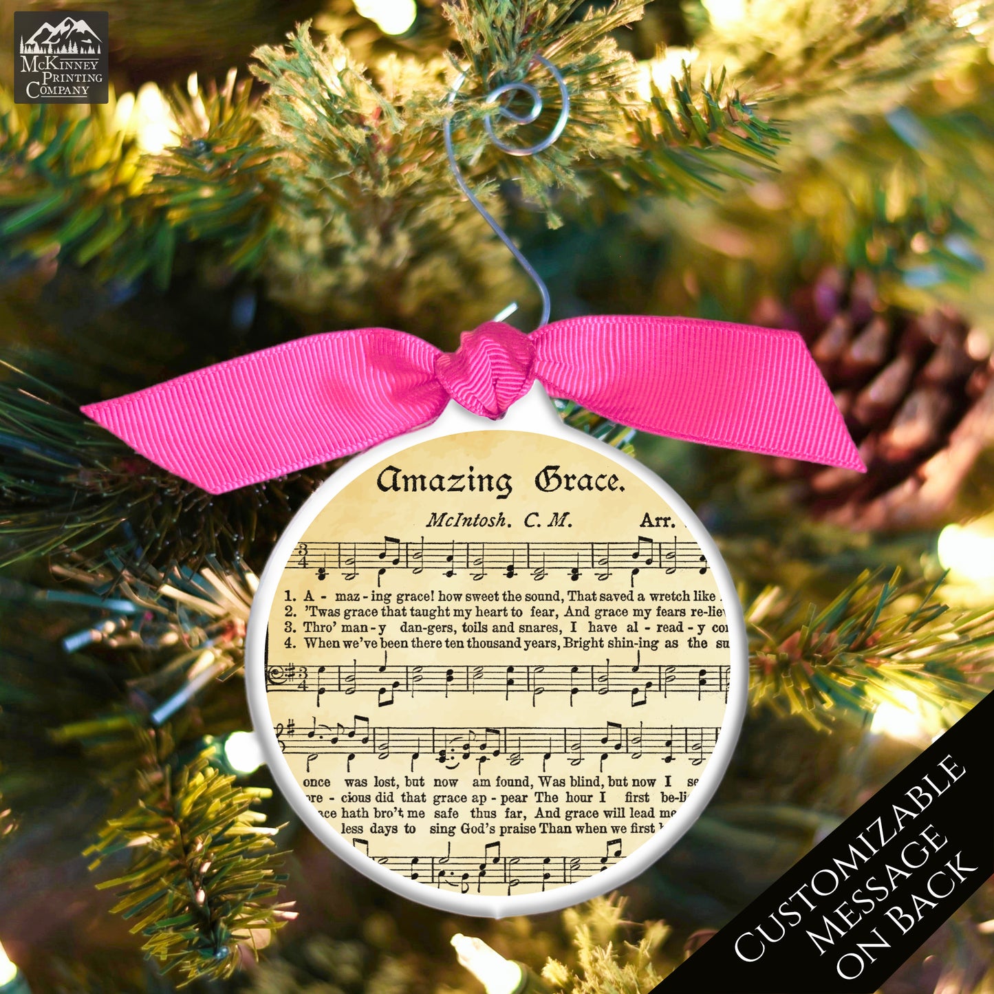 Amazing Grace - Christmas Ornament, Church, Hymn, Vintage Sheet Music