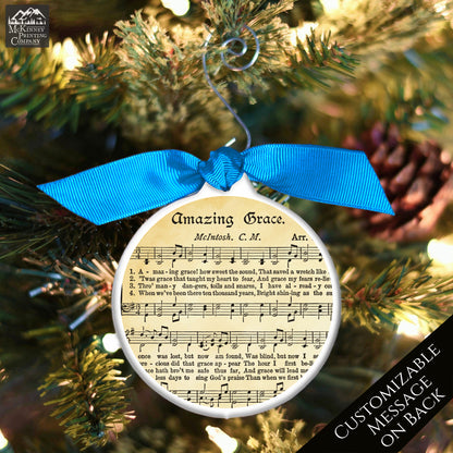 Amazing Grace - Christmas Ornament, Church, Hymn, Vintage Sheet Music