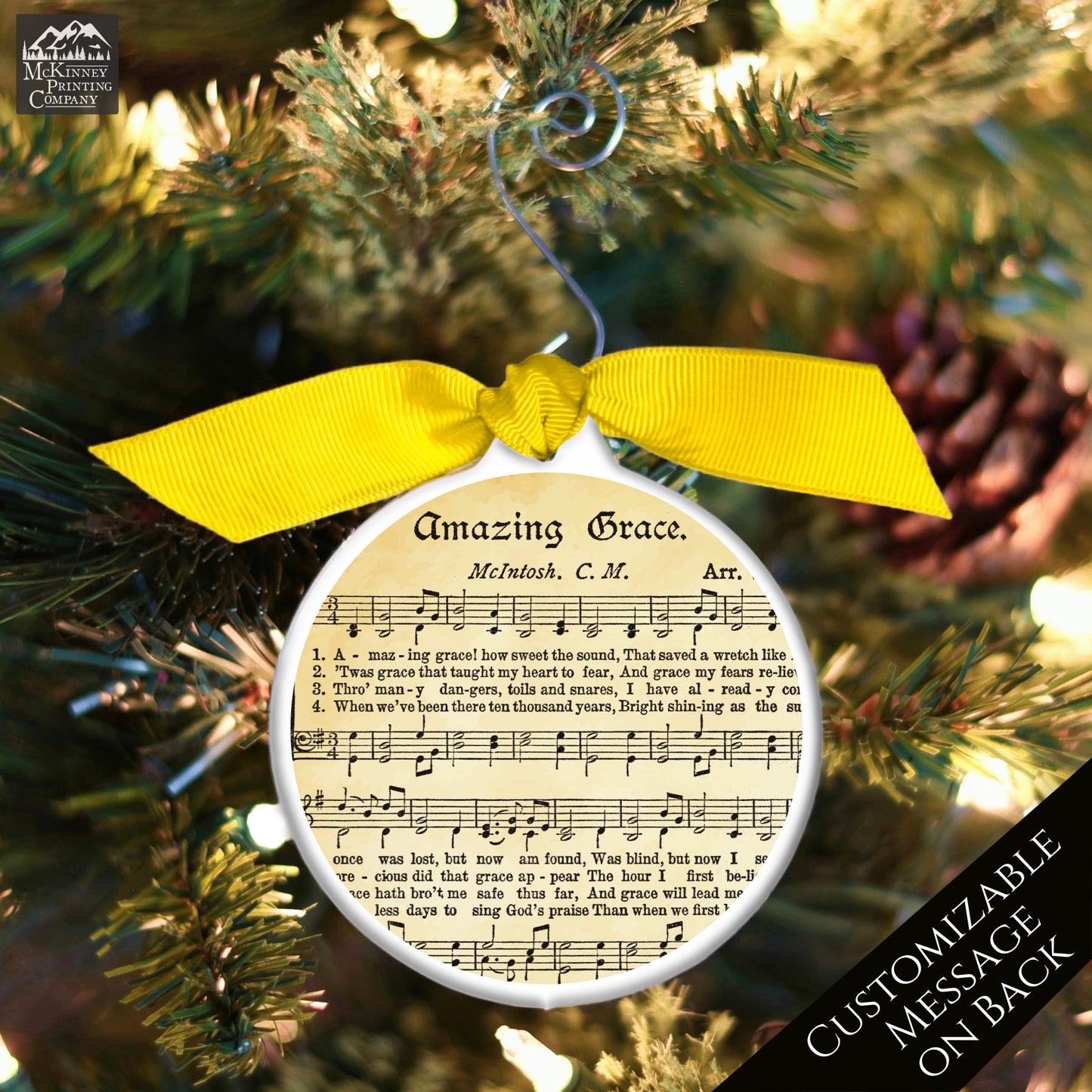 Amazing Grace - Christmas Ornament, Church, Hymn, Vintage Sheet Music