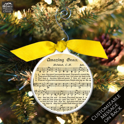 Amazing Grace - Christmas Ornament, Church, Hymn, Vintage Sheet Music