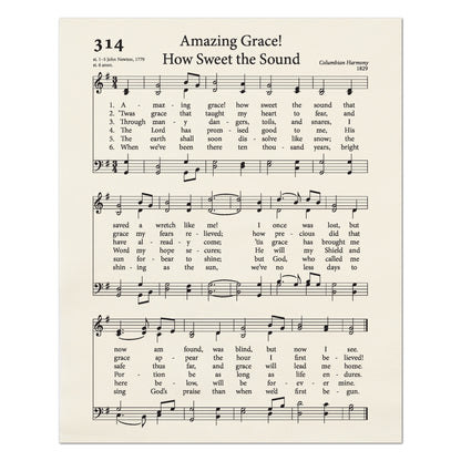 Amazing Grace - Christian Fabric, Religious, Hymn Wall Art, Vintage Sheet Music, Choral, Piano, Quilting, Quilt, Cotton, Sewing, Cotton