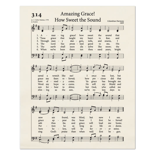 Amazing Grace - Christian Fabric, Religious, Hymn Wall Art, Vintage Sheet Music, Choral, Piano, Quilting, Quilt, Cotton, Sewing, Cotton